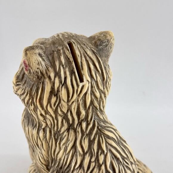 Vintage 1970's Money In the Bank Plastic Cheeky Cat Coin Bank White Gray - Picture 6 of 9